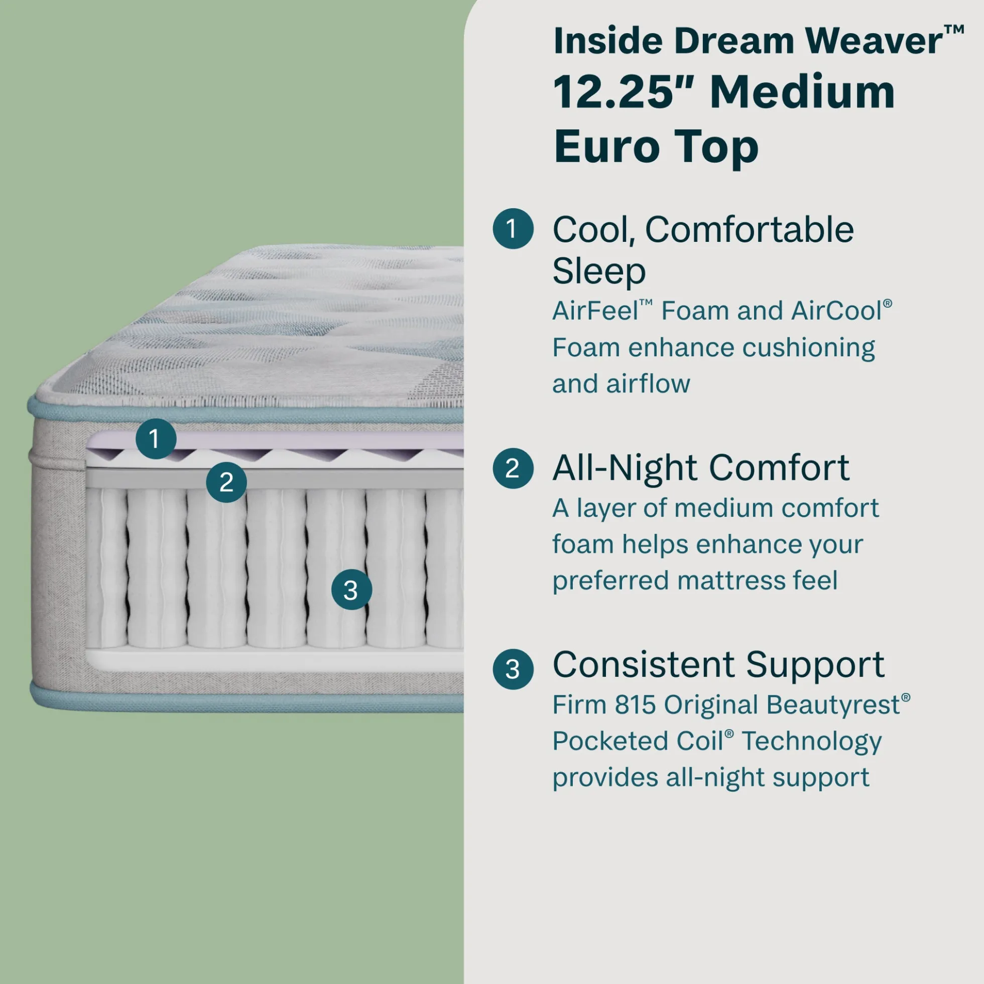 BeautySleep Dream Weaver Medium Euro Top Mattress
