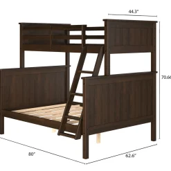 Linon Leah Twin over Full Bunk Bed in Walnut