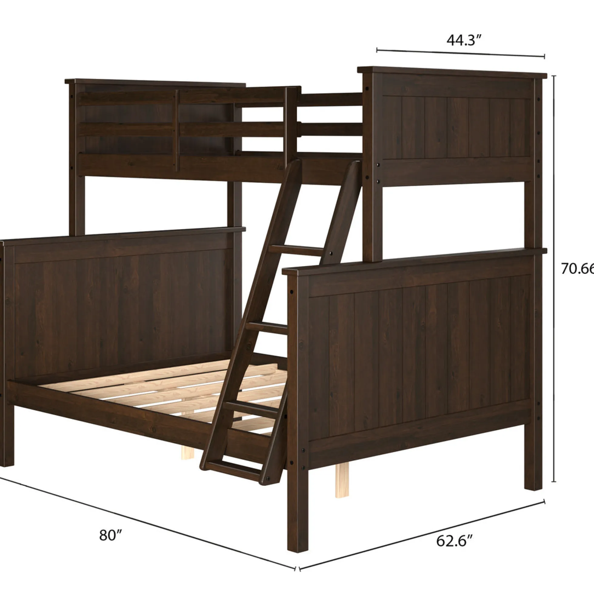 Linon Leah Twin over Full Bunk Bed in Walnut