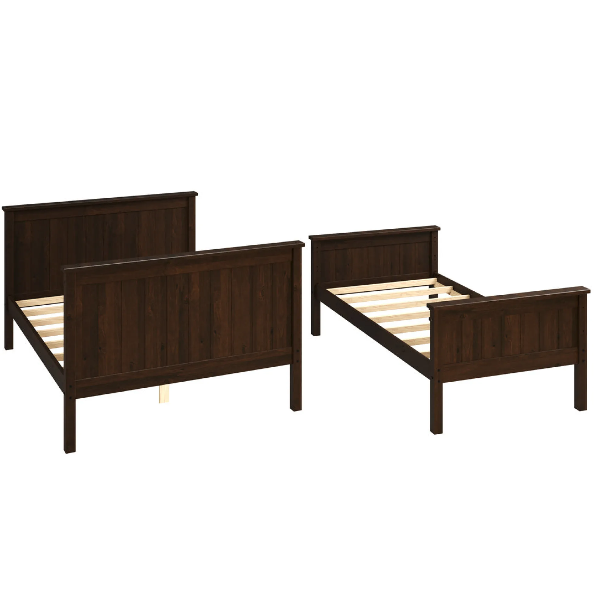 Linon Leah Twin over Full Bunk Bed in Walnut