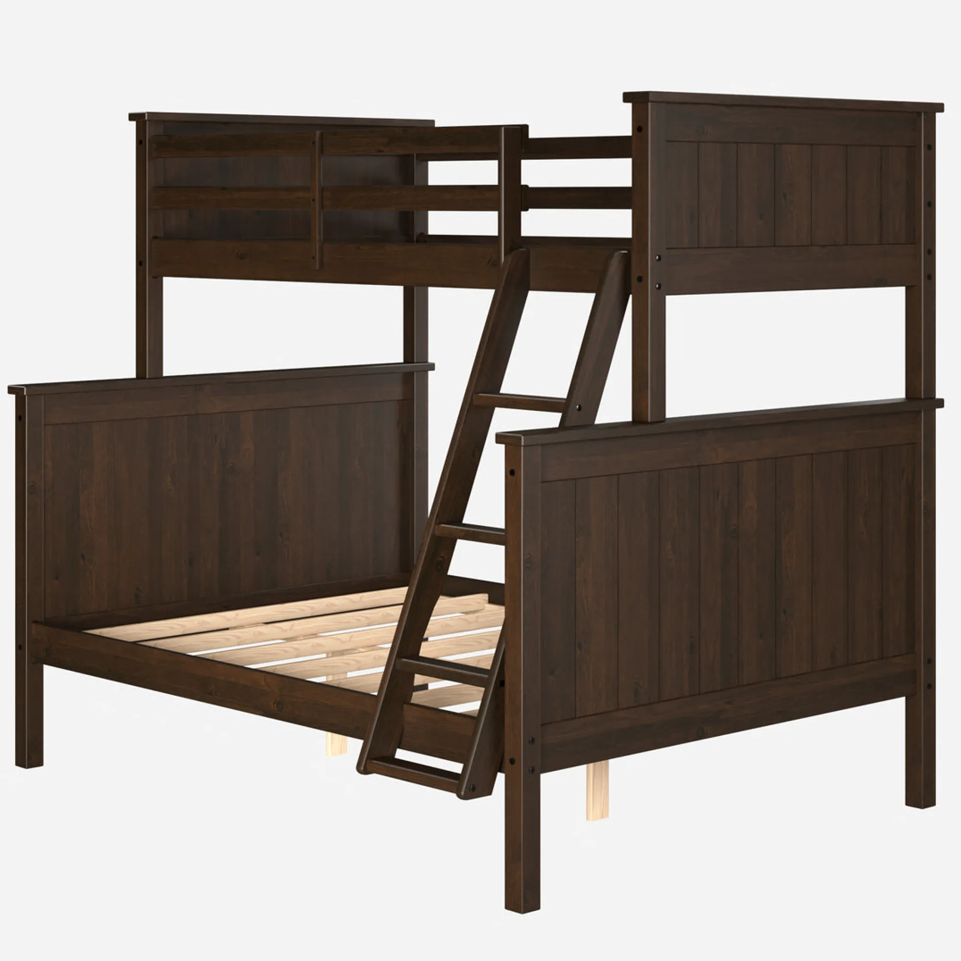 Linon Leah Twin over Full Bunk Bed in Walnut