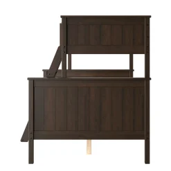 Linon Leah Twin over Full Bunk Bed in Walnut