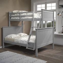 Linon Leah Twin over Full Bunk Bed in Grey