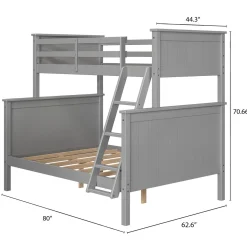 Linon Leah Twin over Full Bunk Bed in Grey