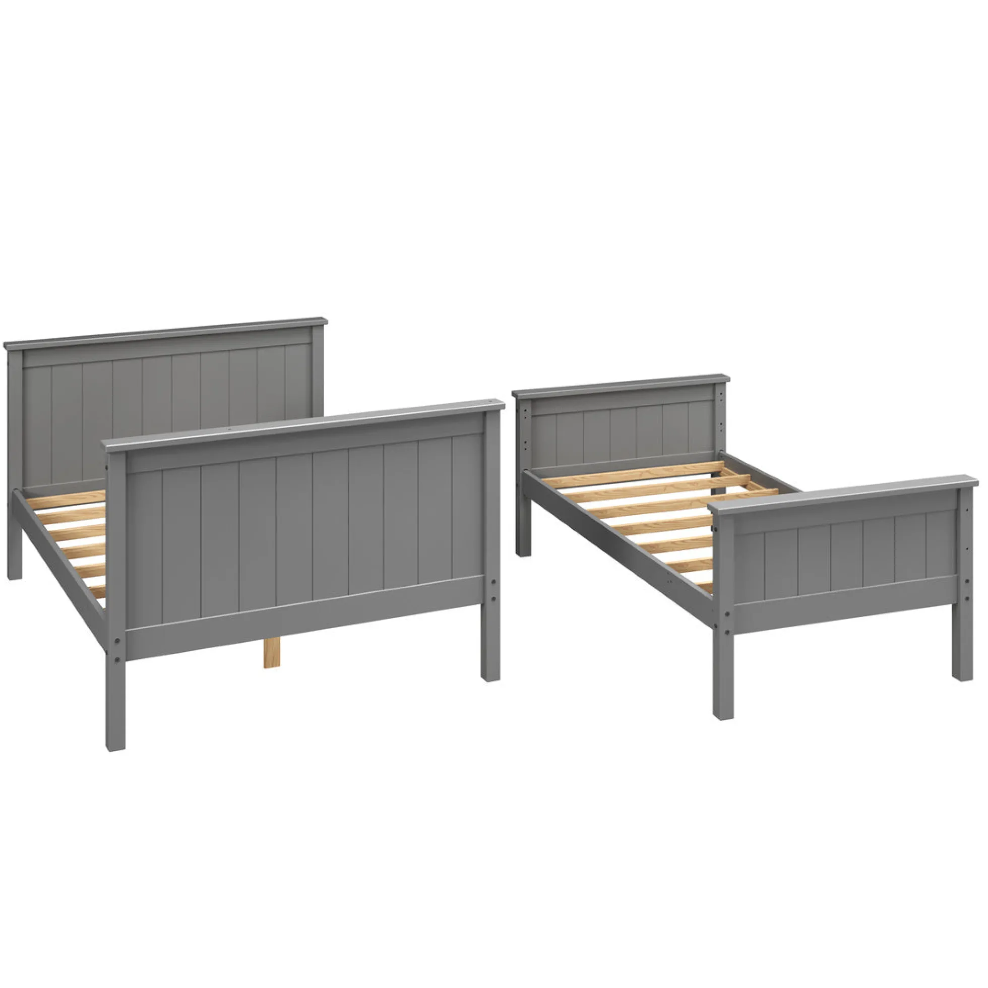 Linon Leah Twin over Full Bunk Bed in Grey