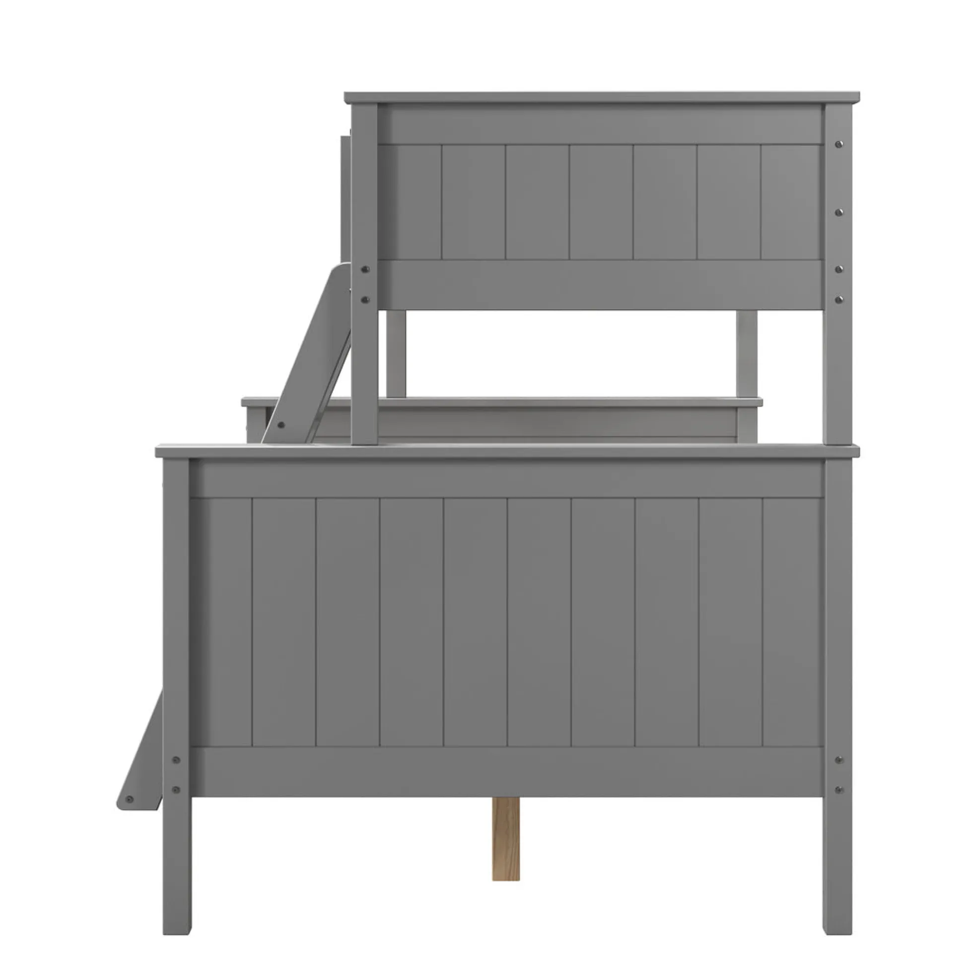 Linon Leah Twin over Full Bunk Bed in Grey