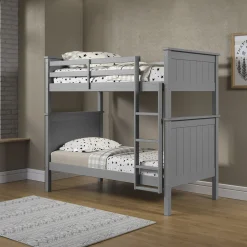 Linon Leah Twin over Twin Bunk Bed in Grey