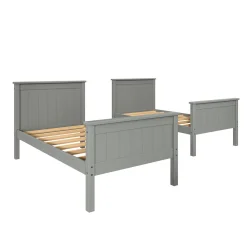 Linon Leah Twin over Twin Bunk Bed in Grey