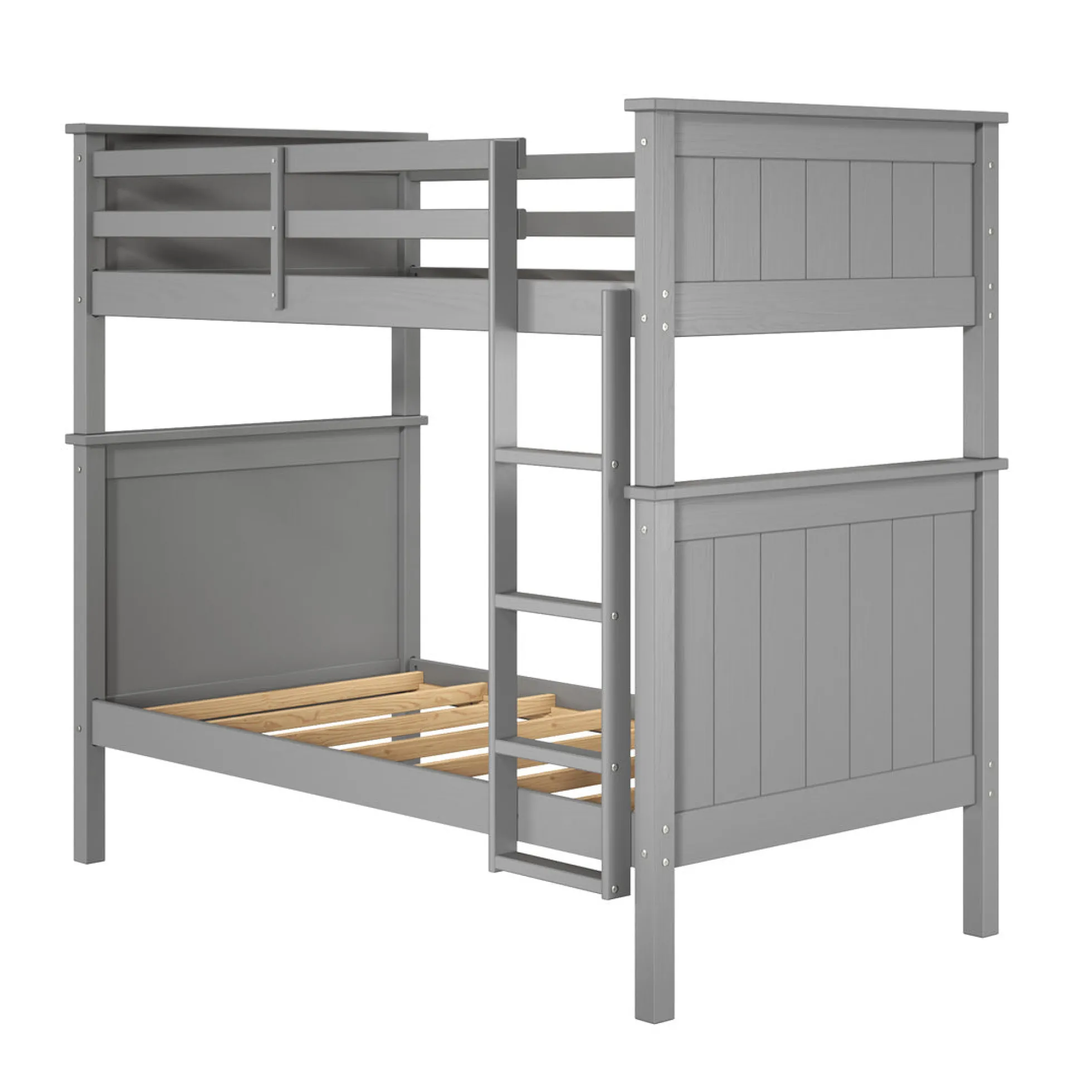 Linon Leah Twin over Twin Bunk Bed in Grey