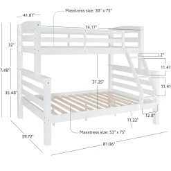Powell Levi Twin over Full Bunk Bed in White