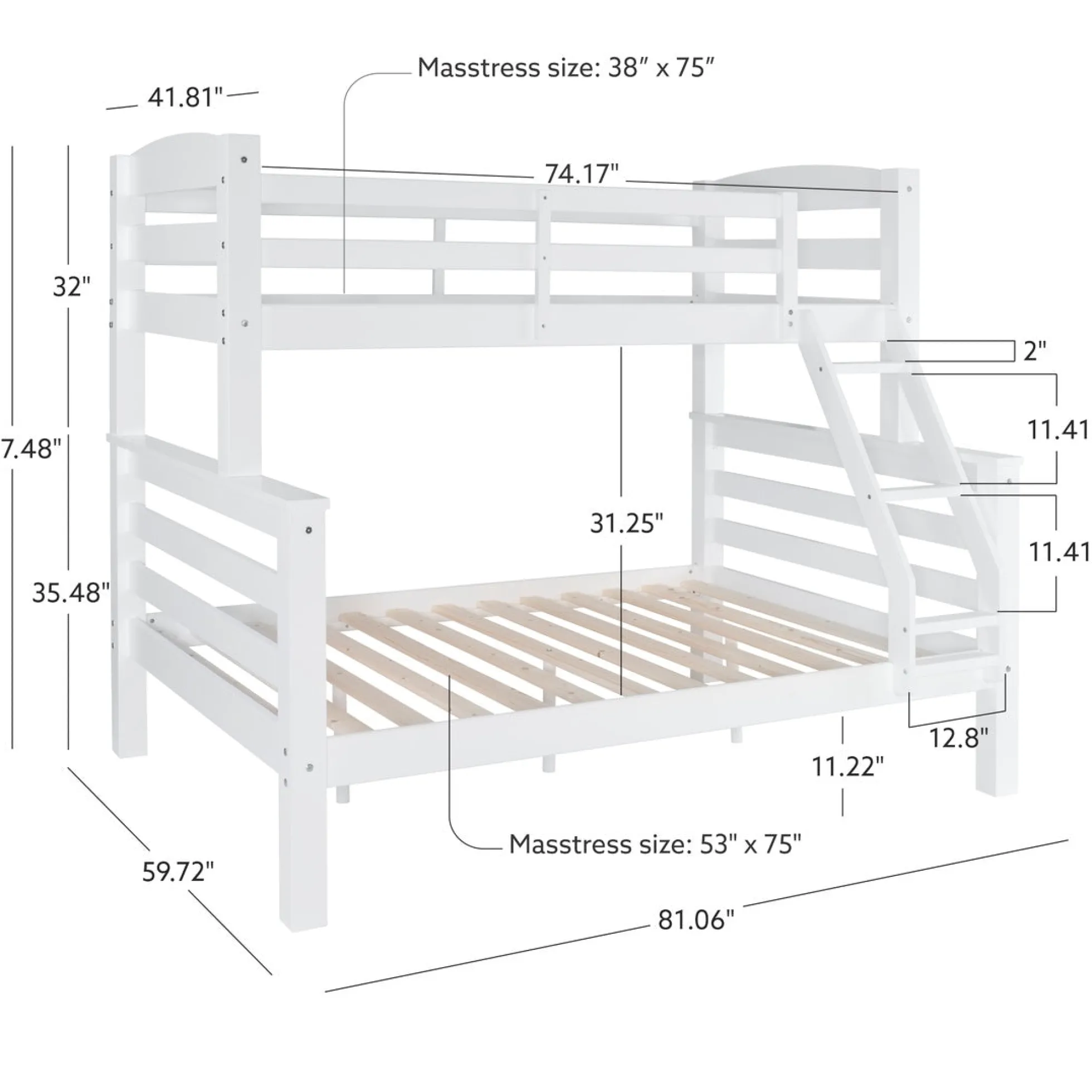 Powell Levi Twin over Full Bunk Bed in White
