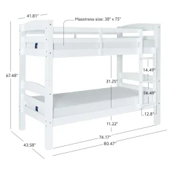 Powell Levi Twin over Twin Bunk Bed in White