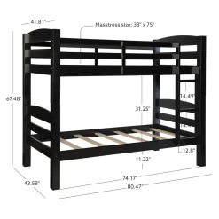 Powell Levi Twin over Twin Bunk Bed in Black