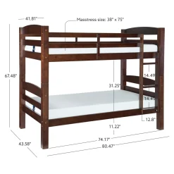 Powell Levi Twin over Twin Bunk Bed in Espresso