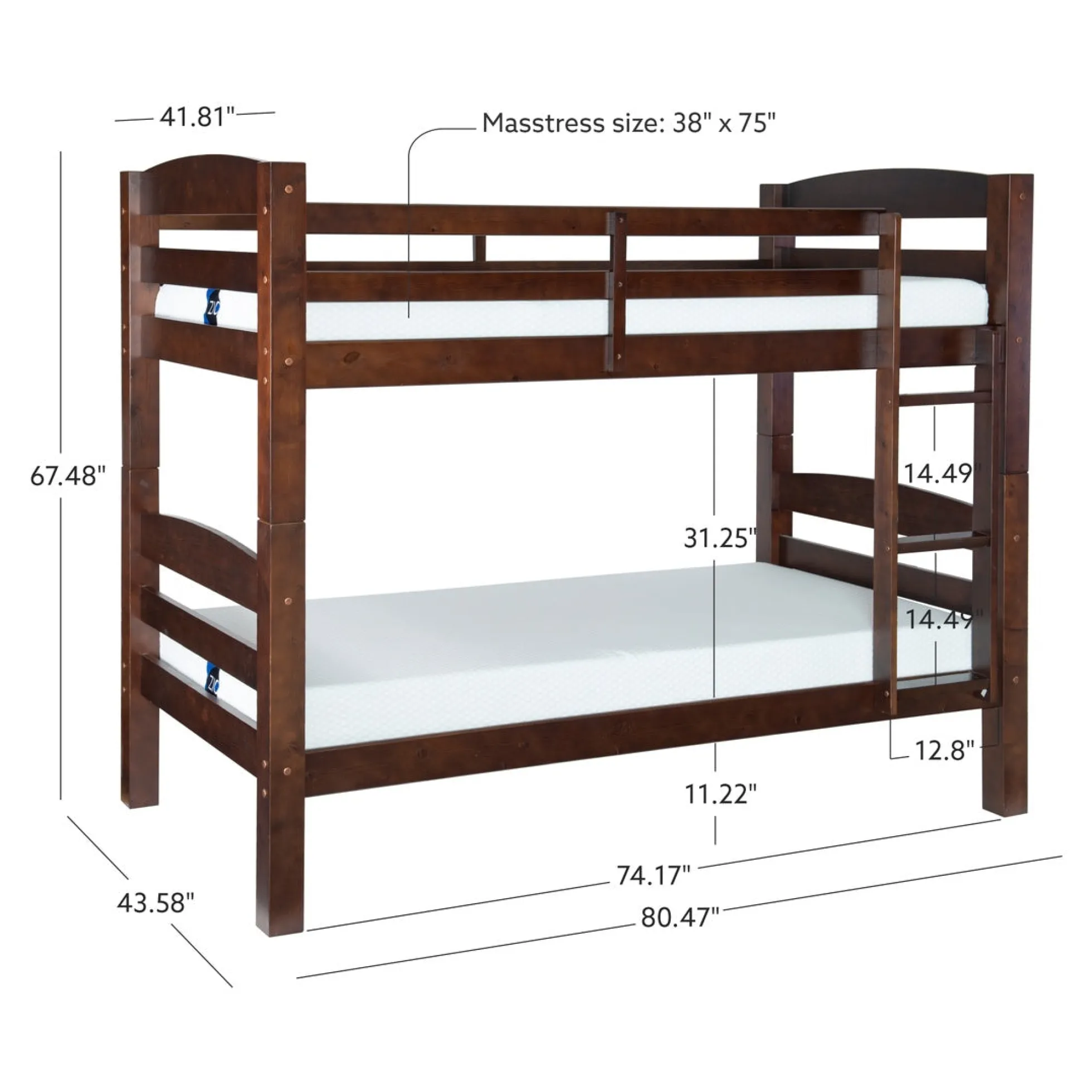 Powell Levi Twin over Twin Bunk Bed in Espresso