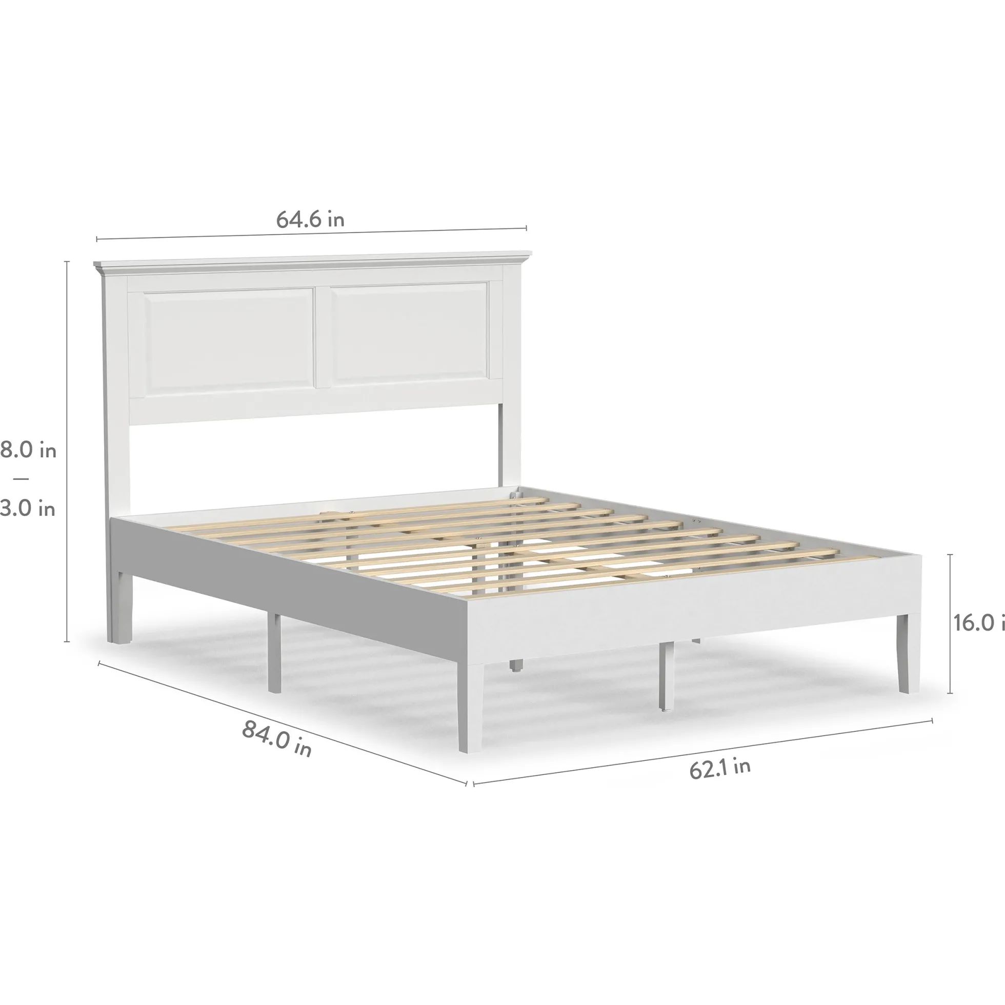 Rize Home Cottage Wood Platform Bed in White