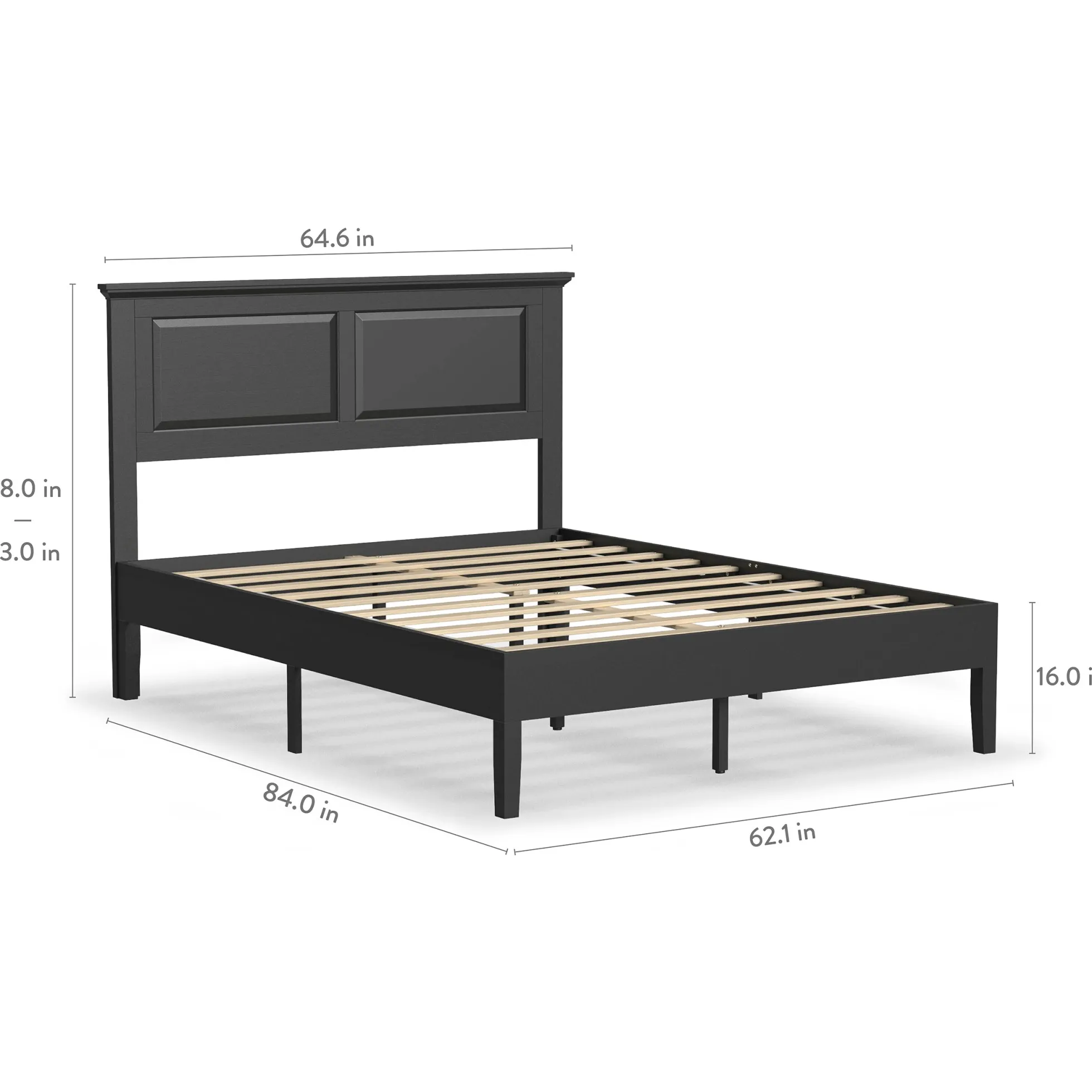 Rize Home Cottage Wood Platform Bed in Black