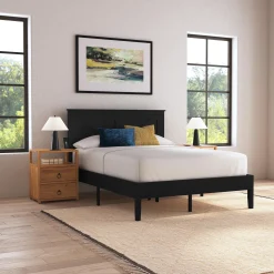 Rize Home Farmhouse Wood Platform Bed in Black