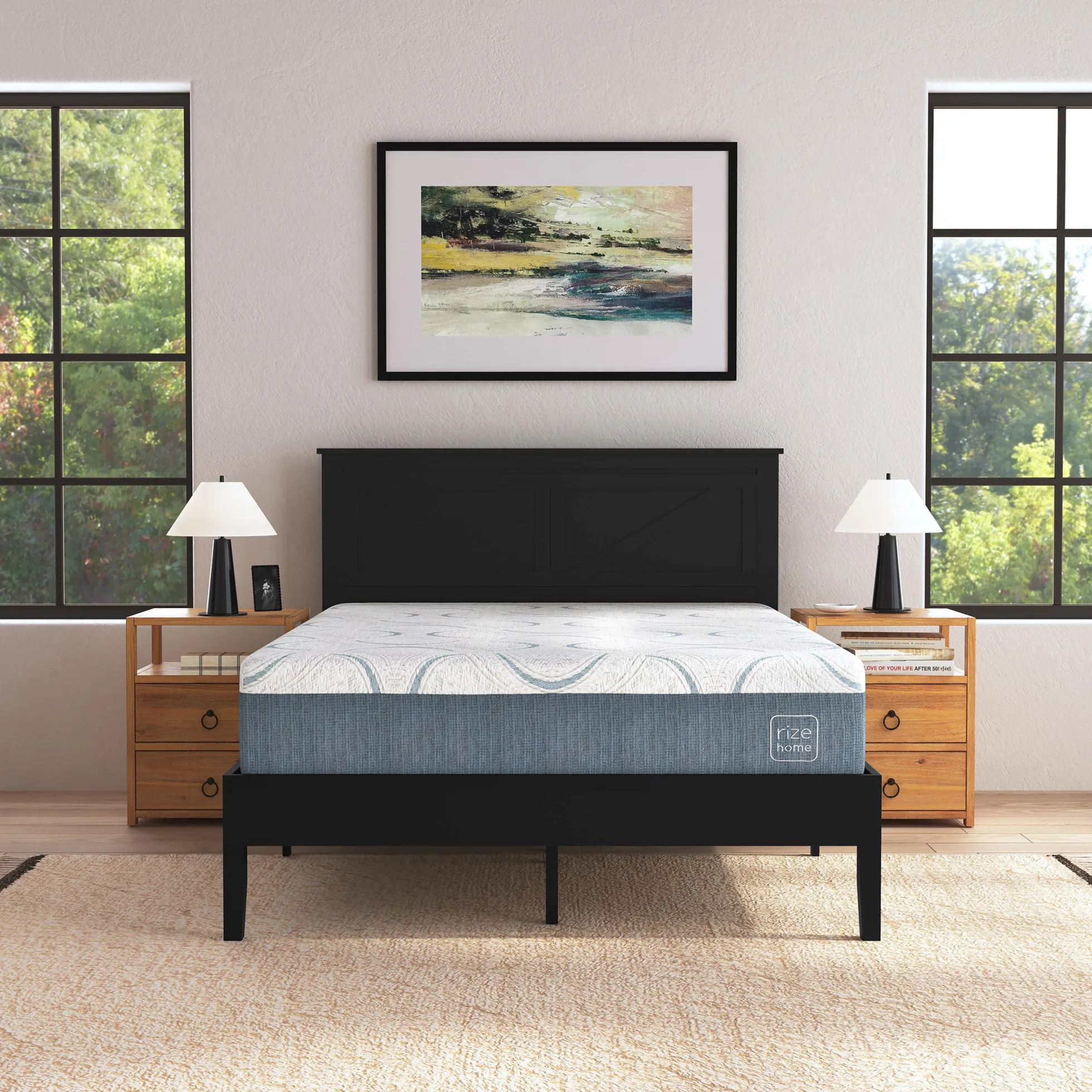 Rize Home Farmhouse Wood Platform Bed in Black