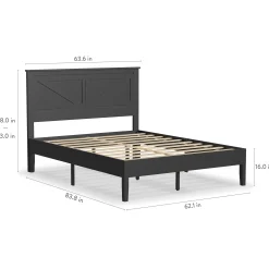 Rize Home Farmhouse Wood Platform Bed in Black
