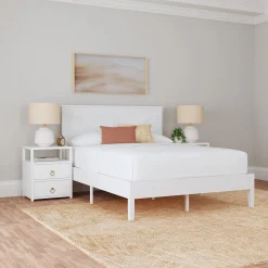 Rize Home Farmhouse Wood Platform Bed in White