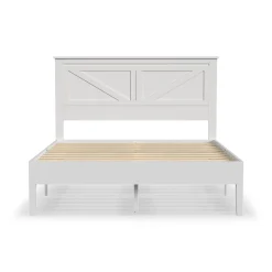 Rize Home Farmhouse Wood Platform Bed in White