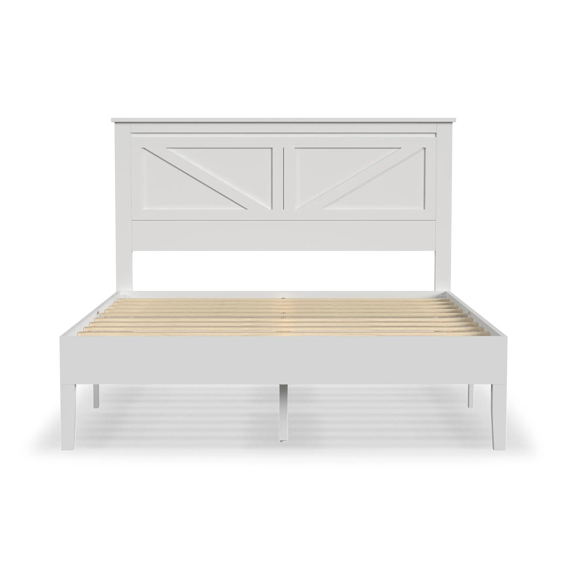 Rize Home Farmhouse Wood Platform Bed in White