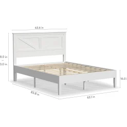 Rize Home Farmhouse Wood Platform Bed in White