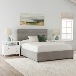 Rize Home Willow Upholstered Platform Bed in Light Grey