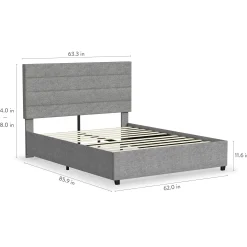 Rize Home Willow Upholstered Platform Bed in Light Grey