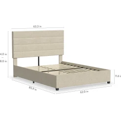 Rize Home Willow Upholstered Platform Bed in Tan