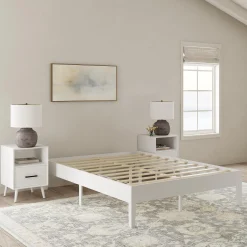 Rize Home Wood Platform Bed Frame in White