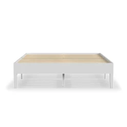 Rize Home Wood Platform Bed Frame in White
