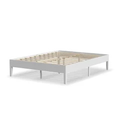 Rize Home Wood Platform Bed Frame in White