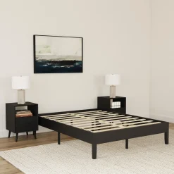 Rize Home Wood Platform Bed Frame in Black